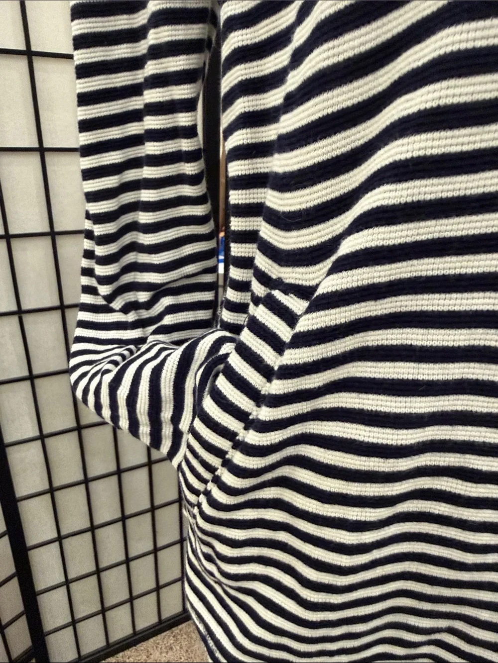 Striped Hooded Pullover in Navy and White